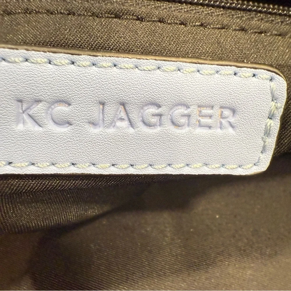 KC JAGGER Women’s Periwinkle Blue Leather Backpack, Front Zip Pocket Tassel